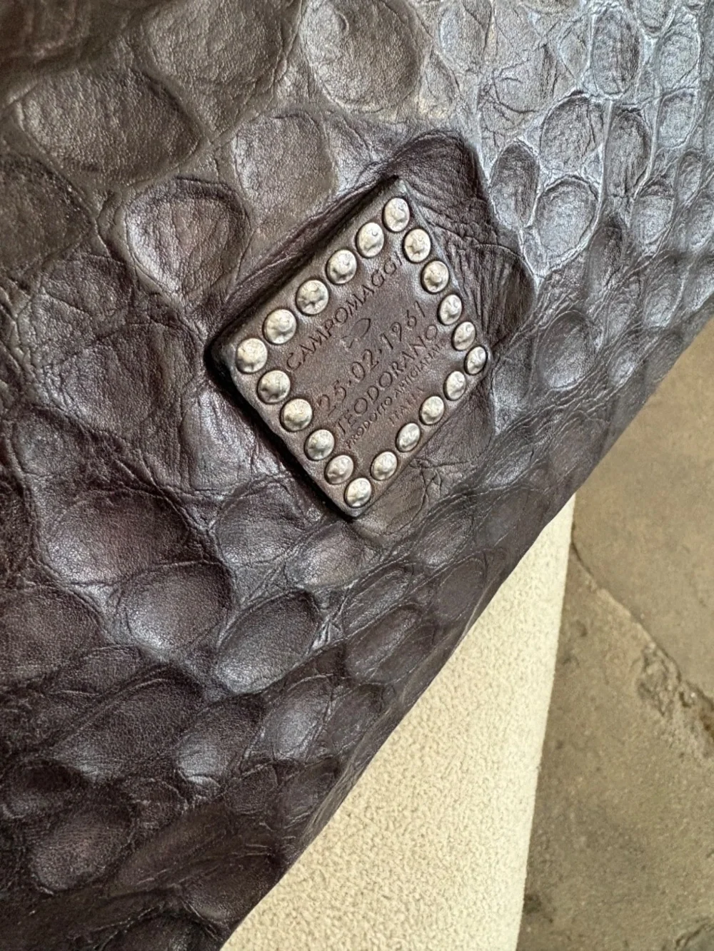 Campomaggi Shopping Embossed Leather Bag in Mahogany
